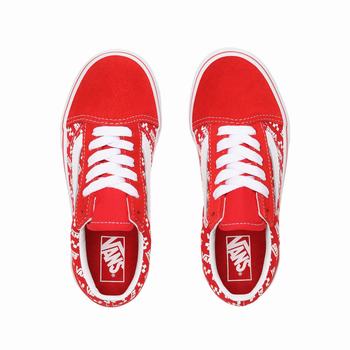 Detske Tenisky Vans Logo Repeat Old Skool (4-8 years) Červené/Biele VA54XLQSM